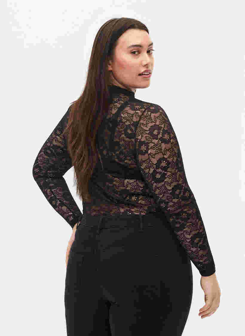 Långärmad spetstopp, Black Lace, Model image number 1
