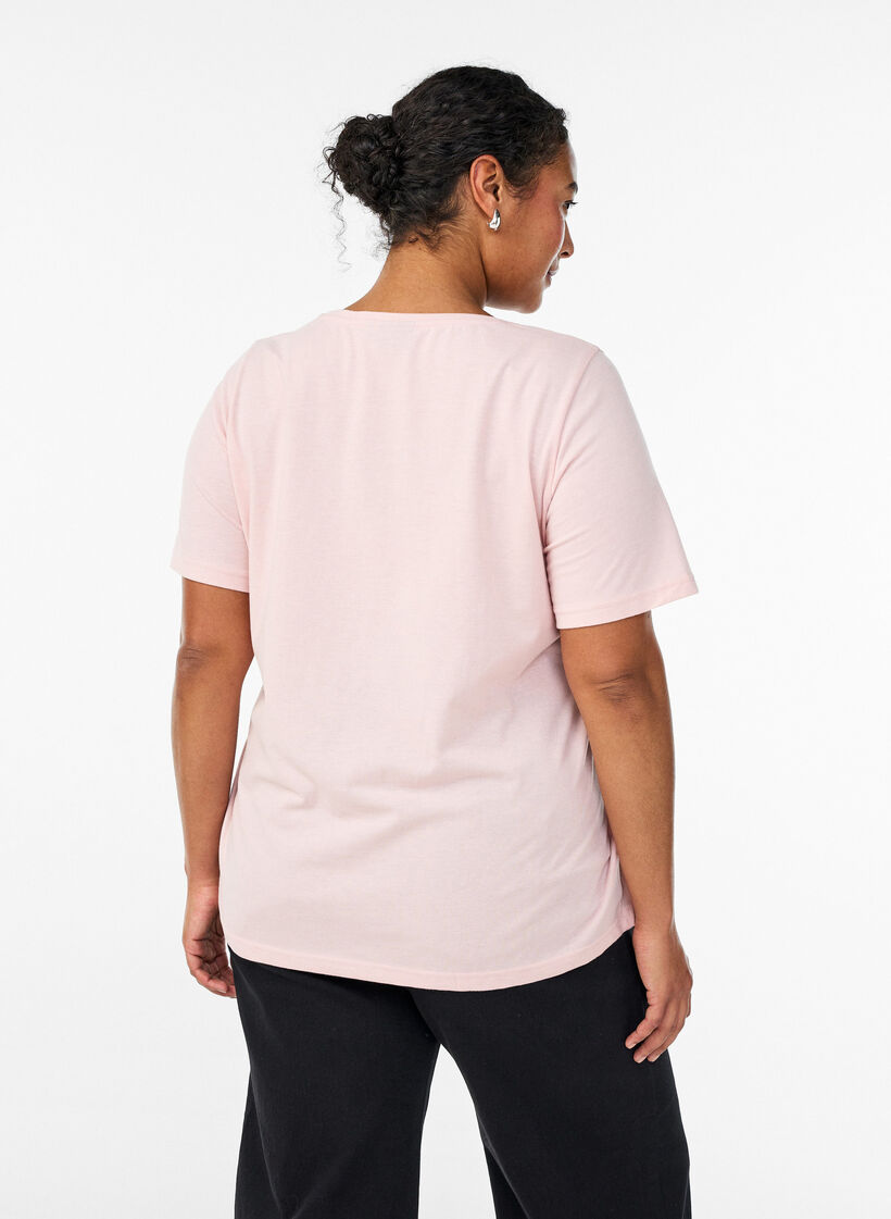 T-shirt med tryck, Rosa, Model image number 2