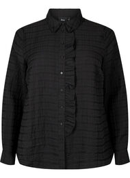 Skjorta med struktur och volanger, Black