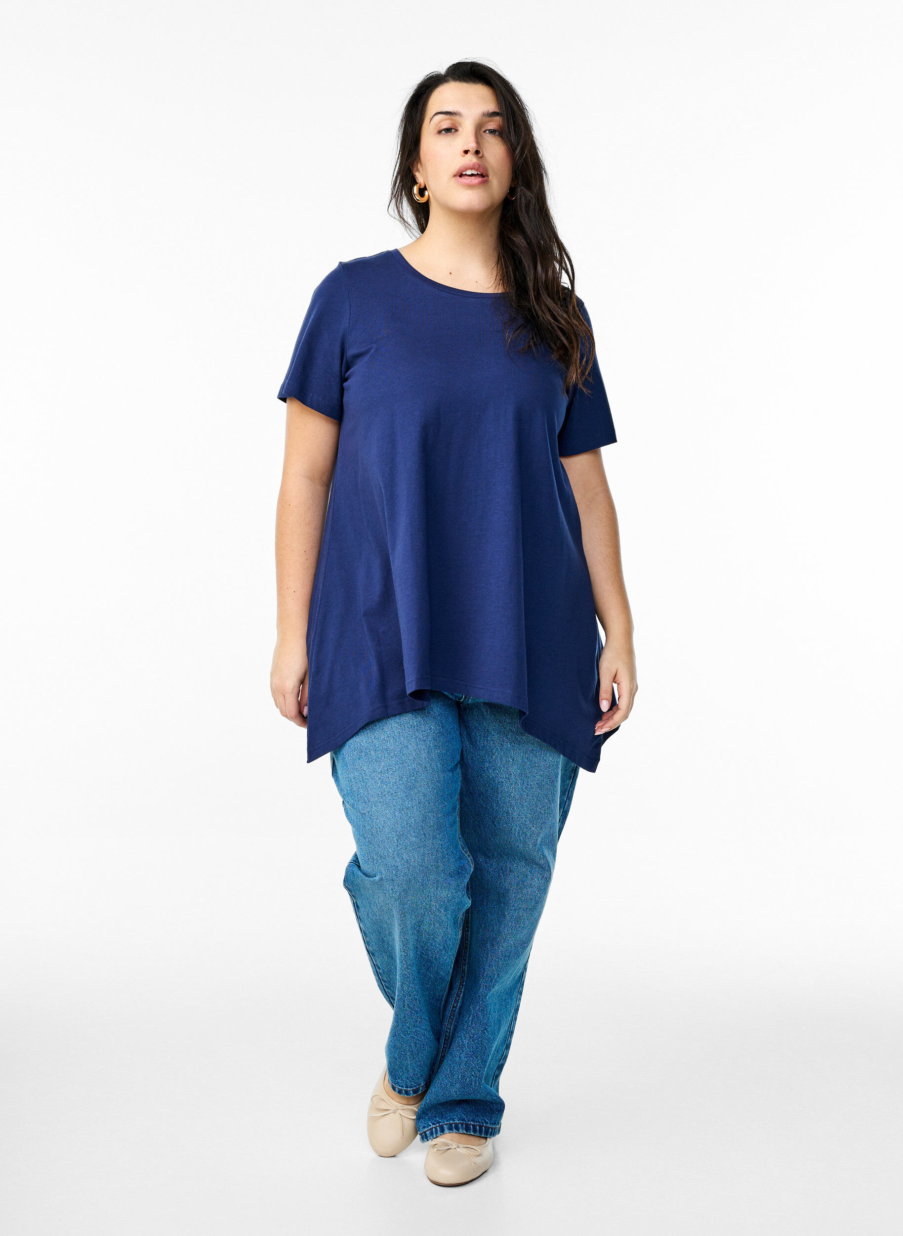 ZizziT-shirt med rund hals och A-linjeform, Bl&aring;, Model image number 1