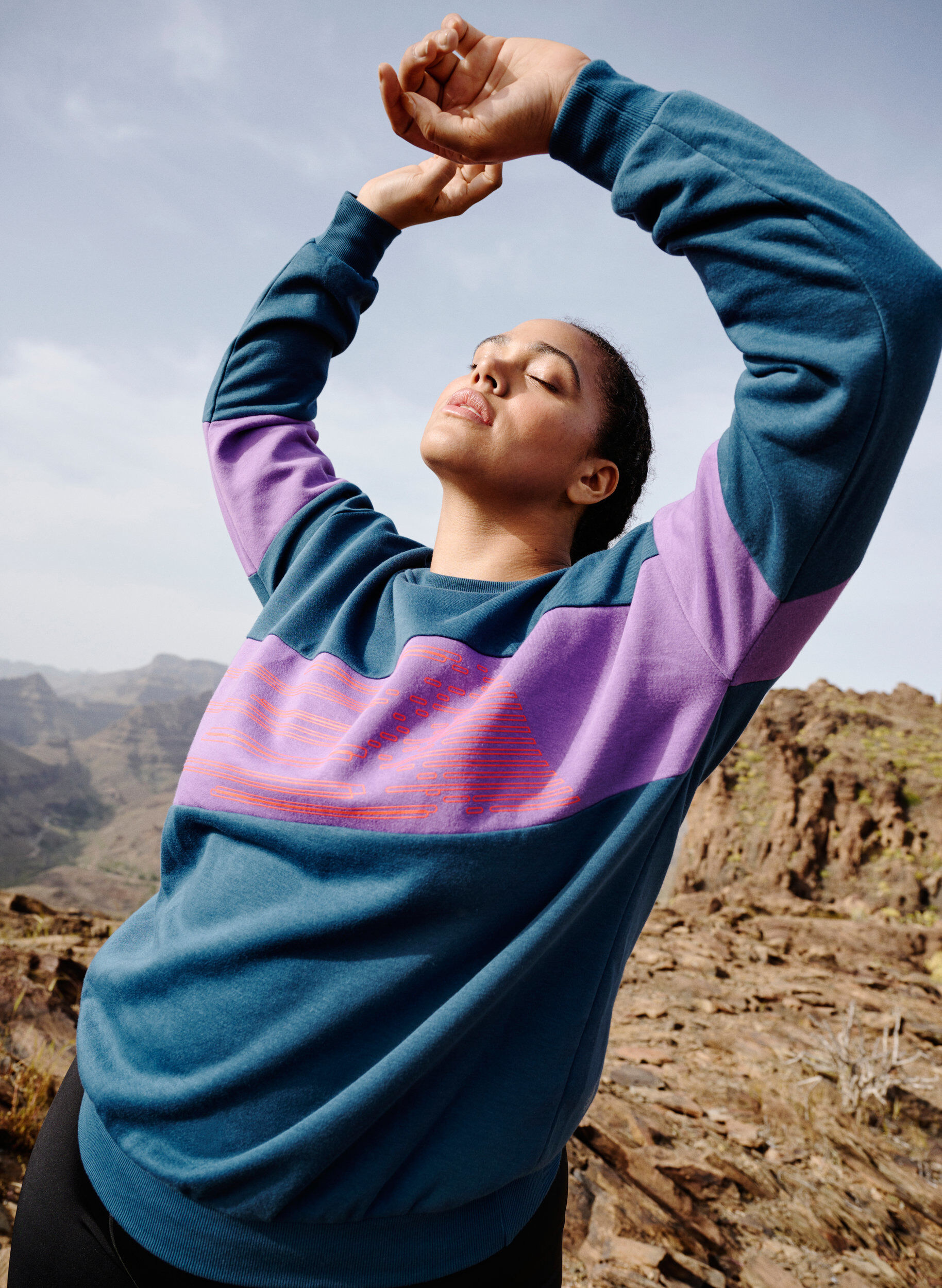 Zizzi Sweatshirt med sportigt tryck, Blue Wing Teal Comb, Image image number 0