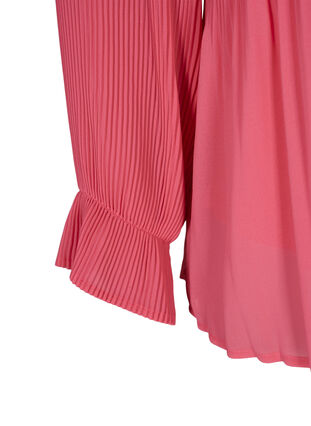 V-ringad plisséblus, Hot Pink, Packshot image number 3