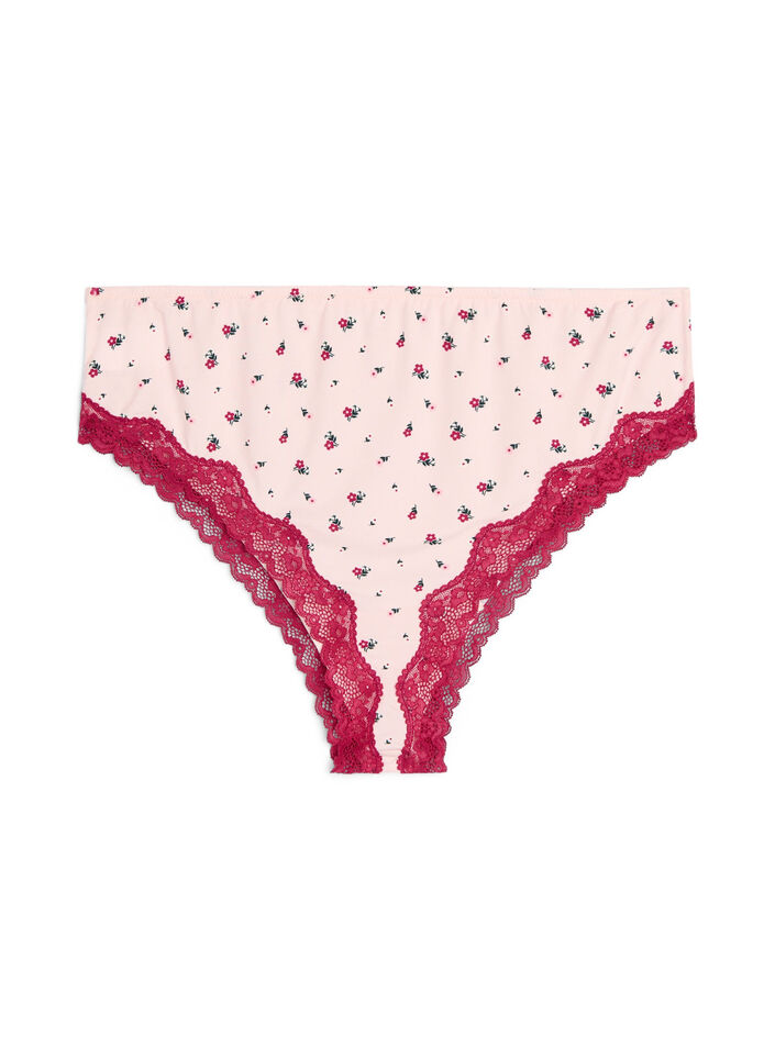 Braziliantrosa med blomsterm&ouml;nster och spets, Rosa, Packshot image number 1