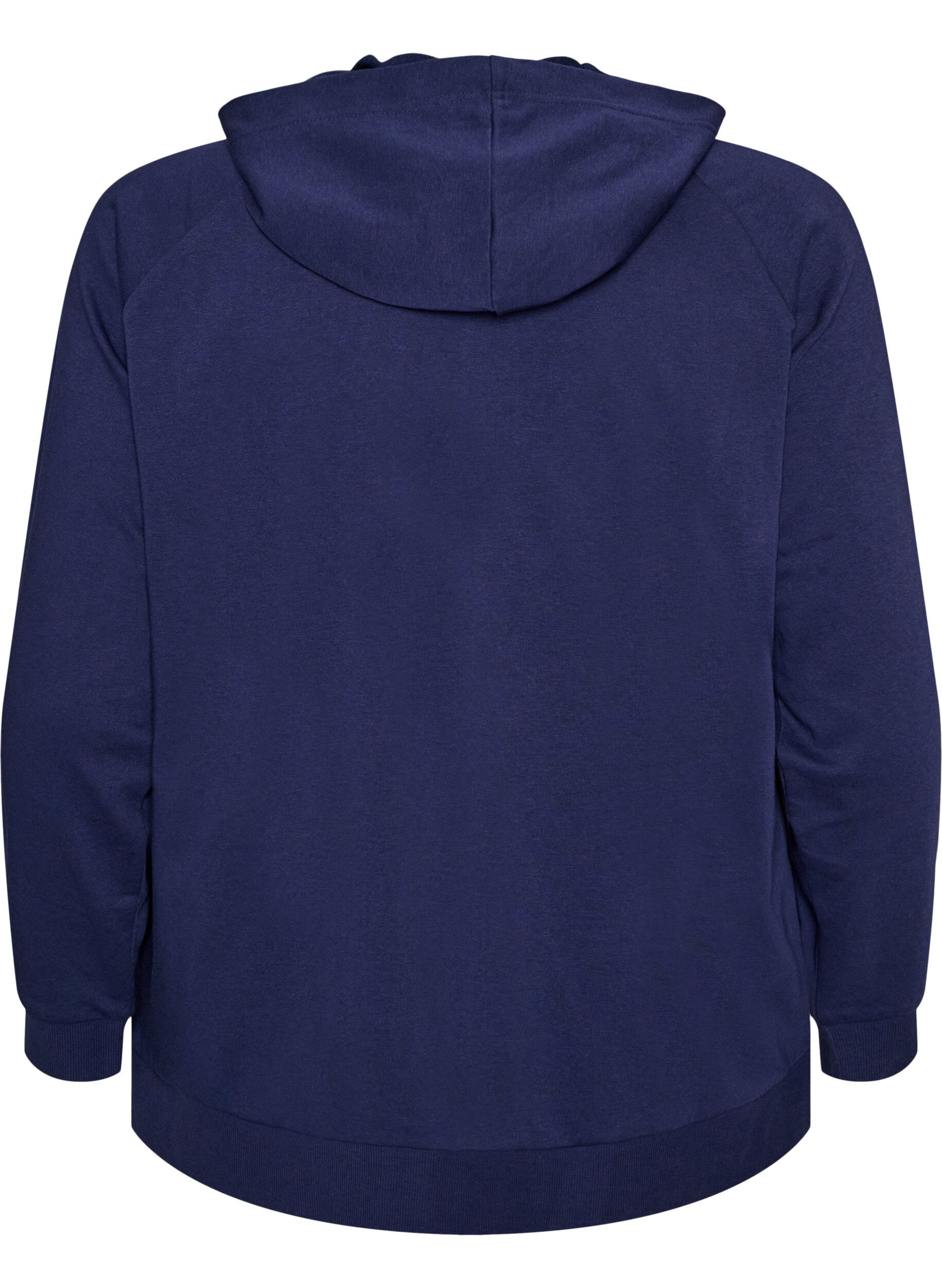 ZizziKofta i sweatshirt material med huva och fickor, Bl&aring;, Packshot image number 1