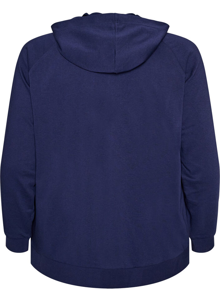 Kofta i sweatshirt material med huva och fickor, Bl&aring;, Packshot image number 1