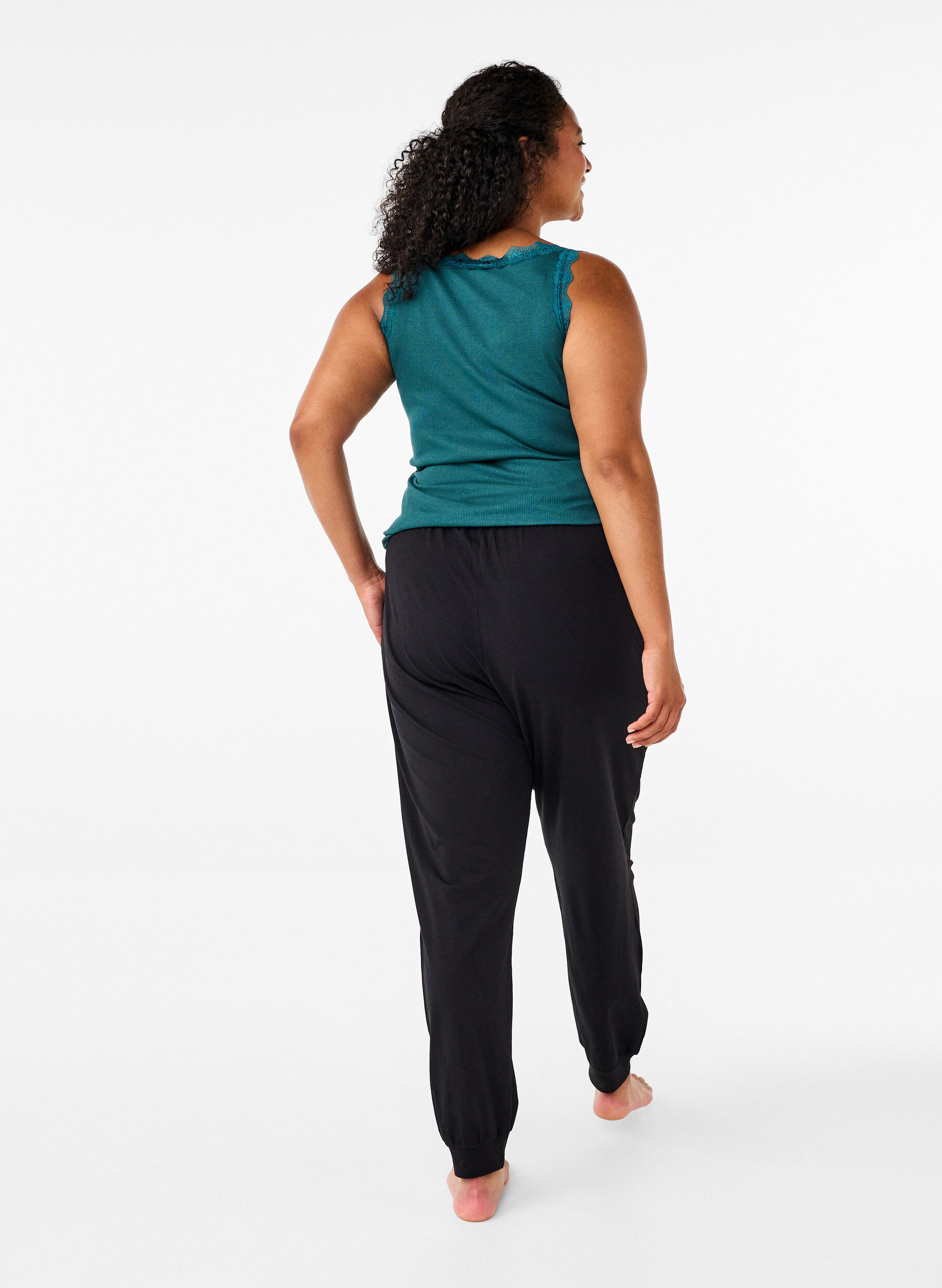 Zizzi Pyjamas i bomull, Svart, Model image number 1