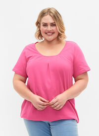 Kortärmad t-shirt i bomull, Shocking Pink, Model