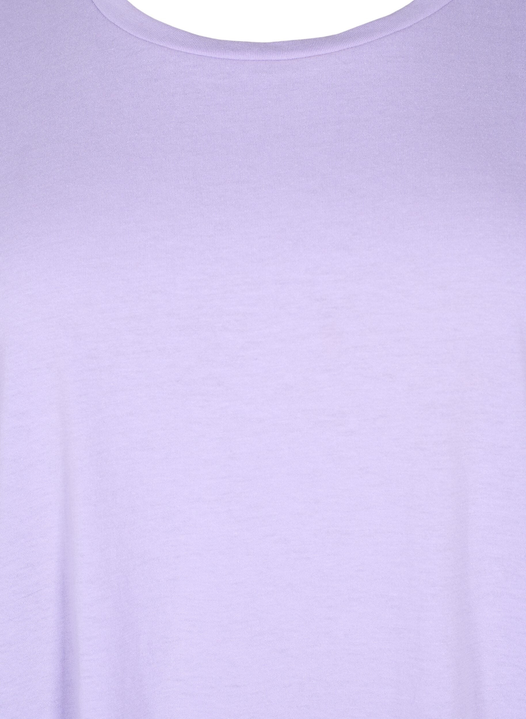 ZizziKort&auml;rmad t-shirt i bomullsmix, Lila, Packshot image number 2