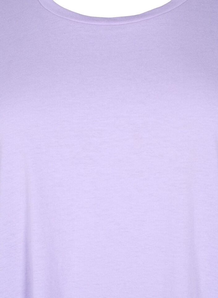 Kort&auml;rmad t-shirt i bomullsmix, Lila, Packshot image number 2