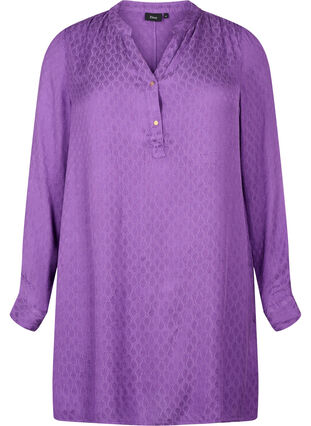 Viskos tunika med ton-i-ton mönster, Lavender Violet, Packshot image number 0
