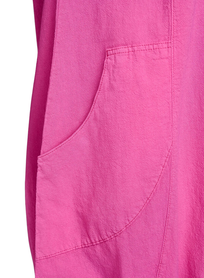 Kort&auml;rmad kl&auml;nning i bomull, Rosa, Packshot image number 3