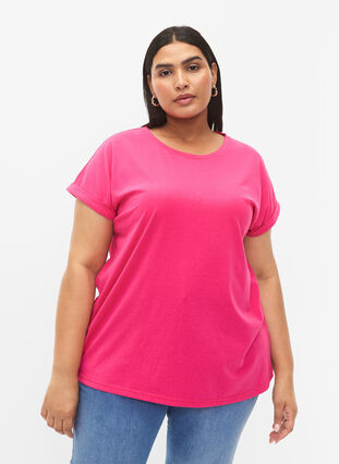 Kortärmad t-shirt i bomullsblandning, Raspberry Sorbet, Model image number 0