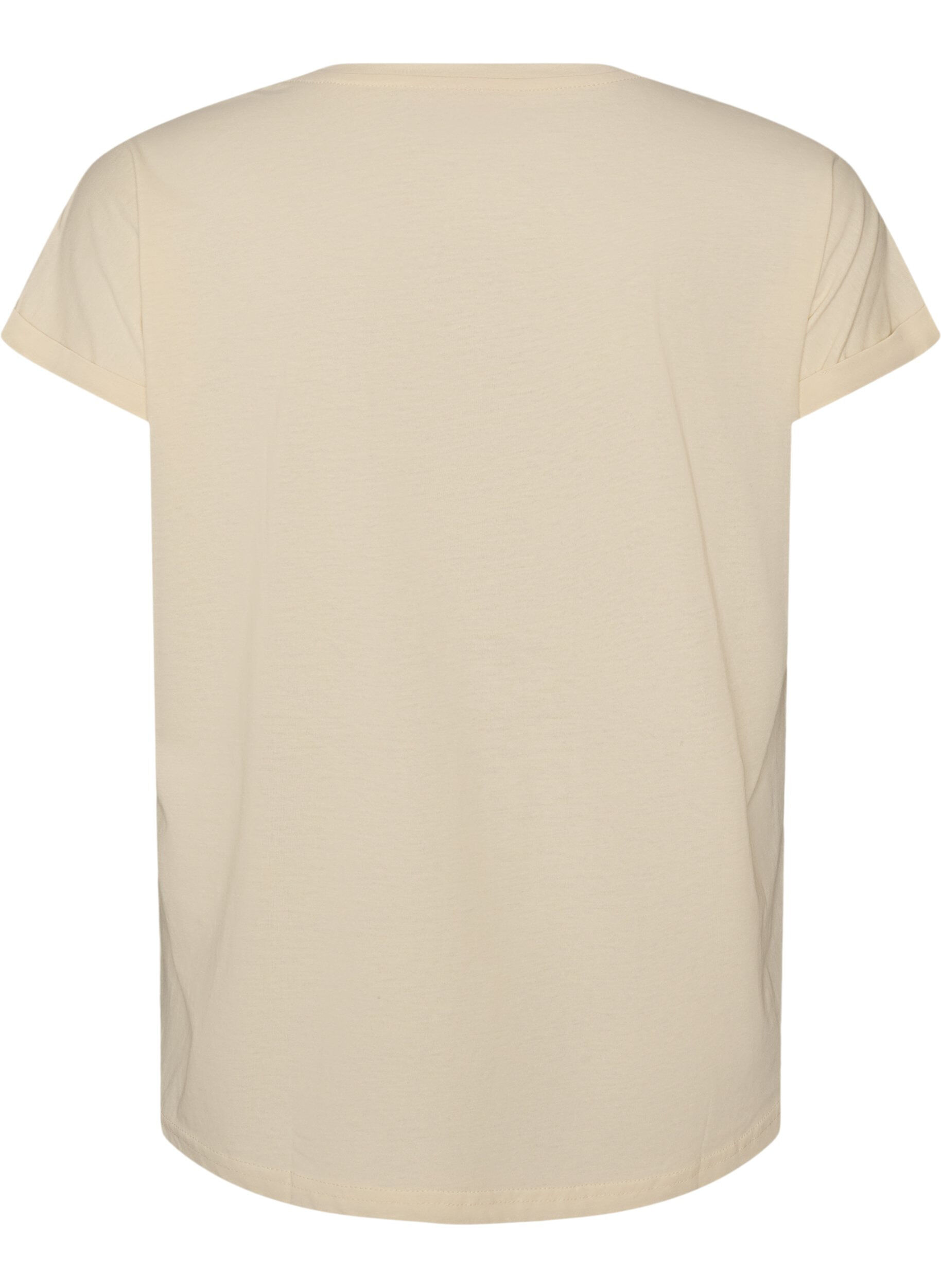 ZizziT-shirt med dekorativt tryck framtill, Vanilla, Packshot image number 1
