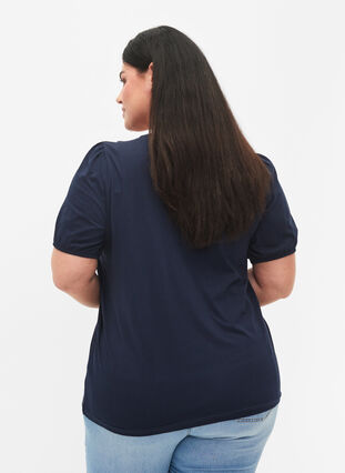 T-shirt i bomull med 2/4-ärmar, Navy Blazer, Model image number 1