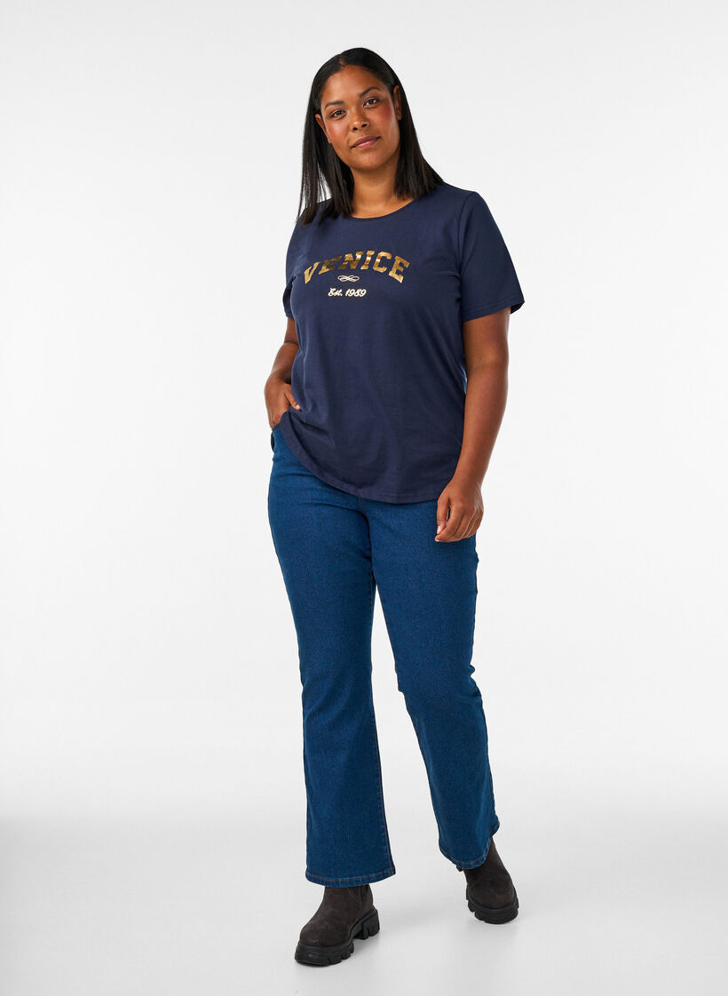 T-shirt med motiv, Bl&aring;, Model image number 1