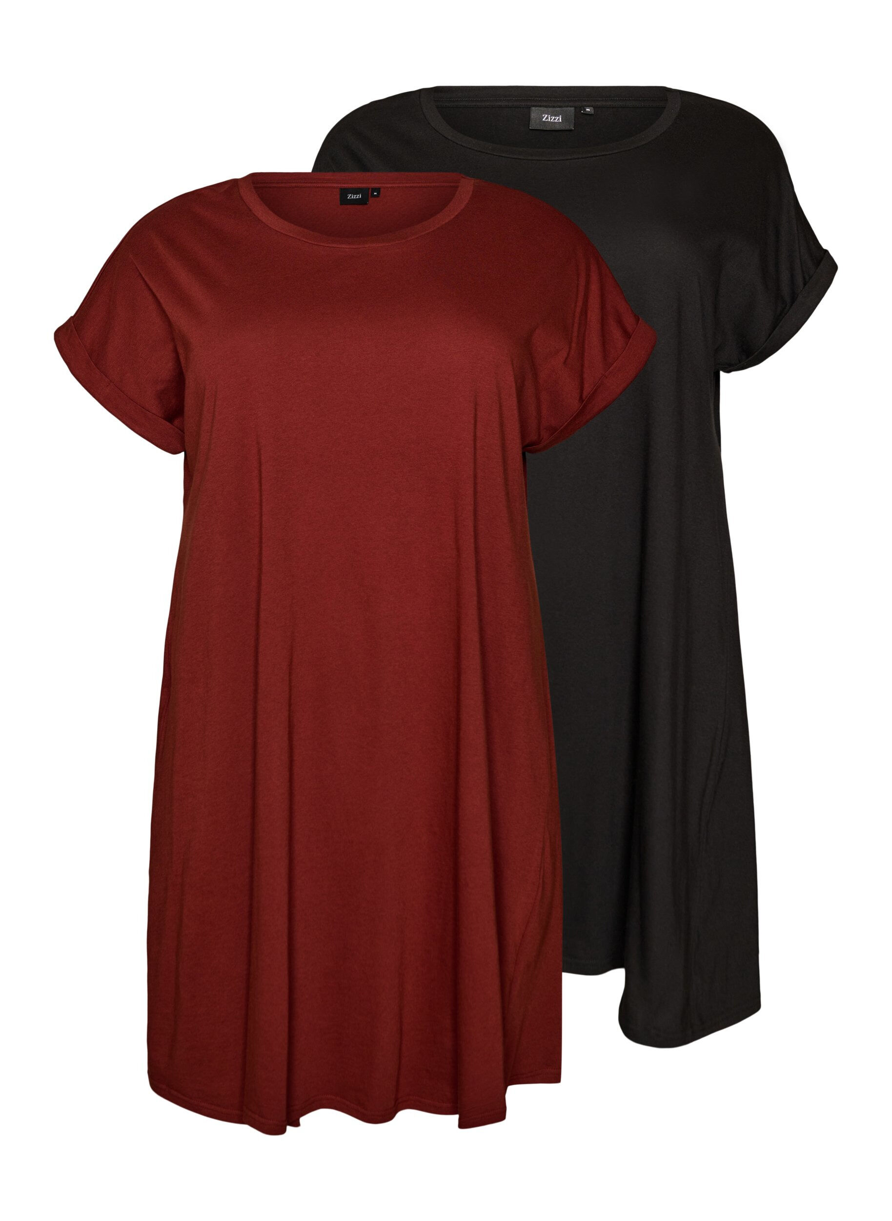 Zizzi 2-pack t-shirtkl&auml;nningar med korta &auml;rmar, Orange, Packshot image number 0