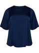 Blus i satin med armb&aring;gsl&aring;nga &auml;rmar, Bl&aring;, Packshot image number 0
