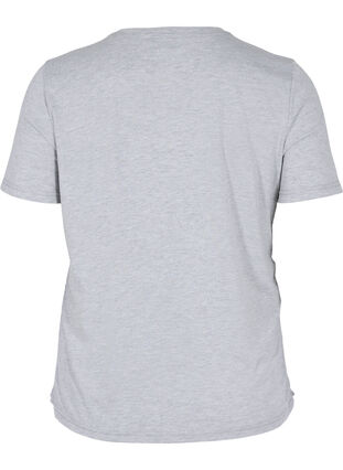 Croppad t-shirt med snörning, Light Grey Melange, Packshot image number 0