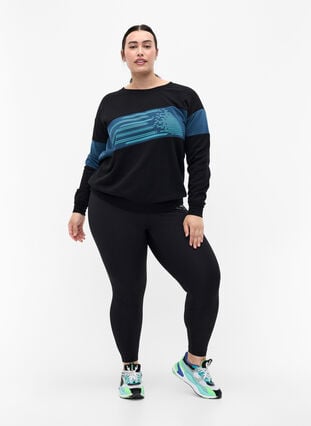 Sweatshirt med sportigt tryck, Black Comb, Model image number 2