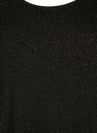 Kortärmad viskosblus med glitter, Black Shimmer, Packshot image number 2