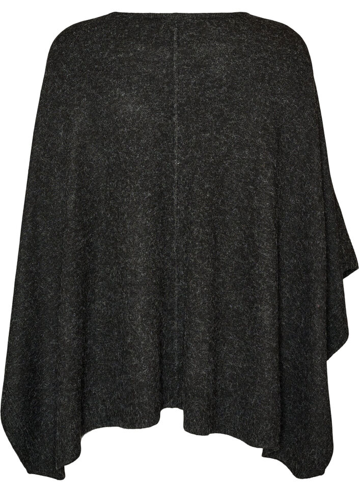 Stickad poncho med rund hals, Gr&aring;, Packshot image number 1