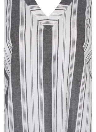 Randig bomullsklänning med korta ärmar, Black Stripe, Packshot image number 2