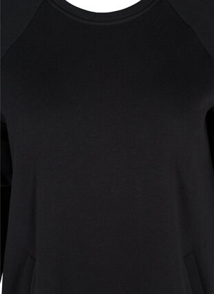 Sweatshirtklänning med fickor och slits, Black, Packshot image number 2