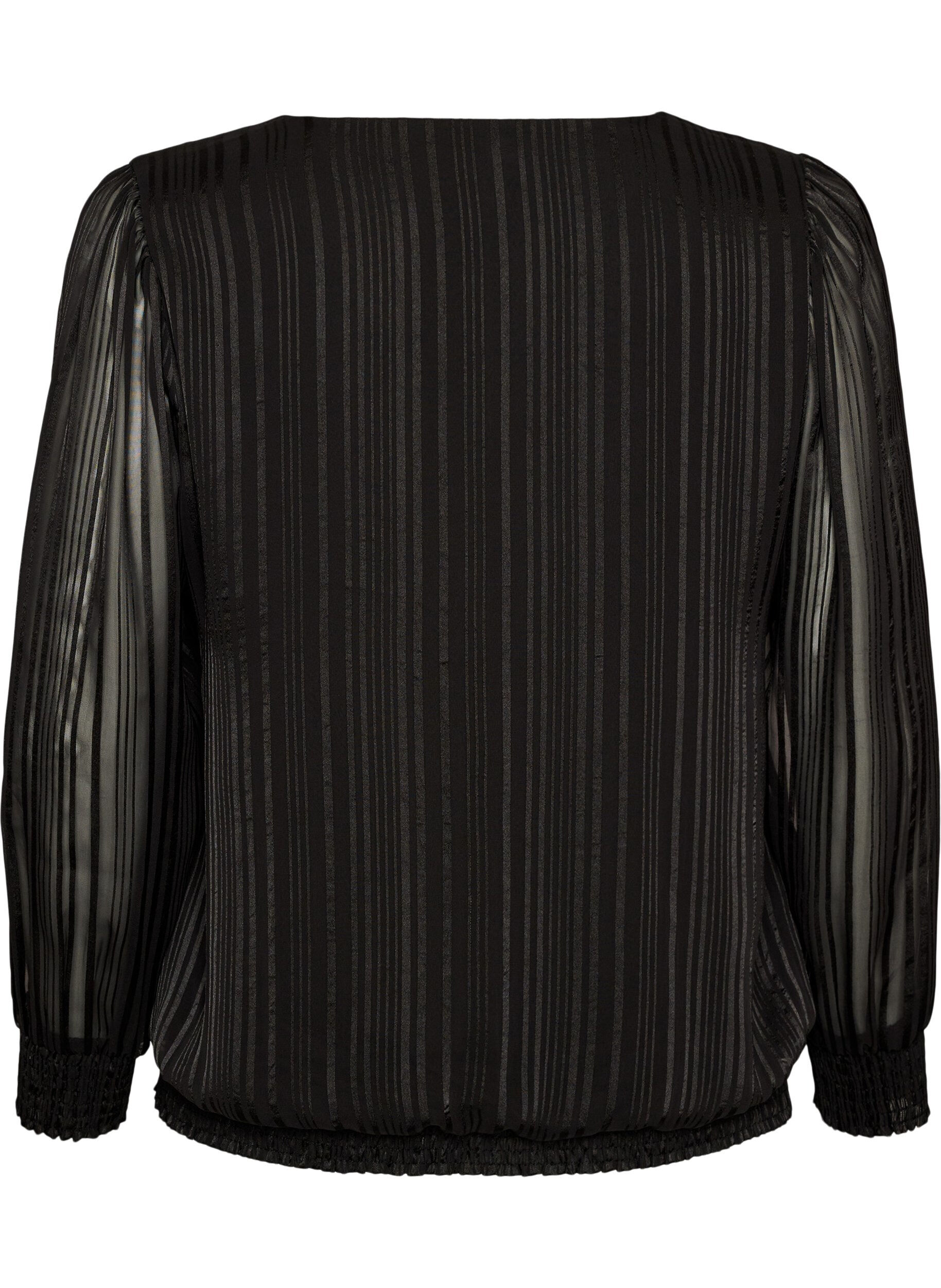 ZizziRandig blus med ballongform, Svart, Packshot image number 1