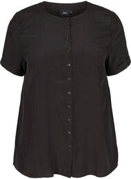 Kortärmad skjorta med rund halsringning, Black