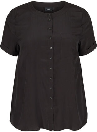 Kortärmad skjorta med rund halsringning, Black, Packshot image number 0