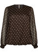Prickig blus i chiffong med transparenta &auml;rmar, Brun, Packshot image number 0