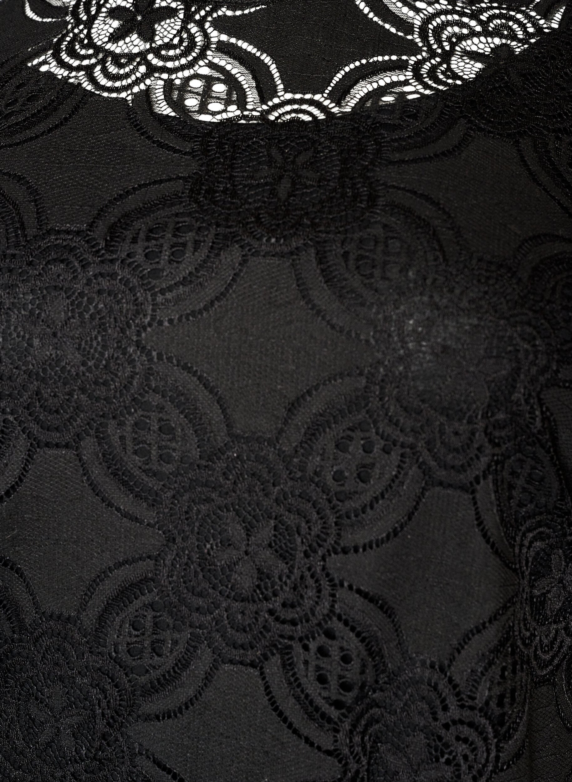 Zizzi Midikl&auml;nning i spets med halvl&aring;nga &auml;rmar, Svart, Packshot image number 2