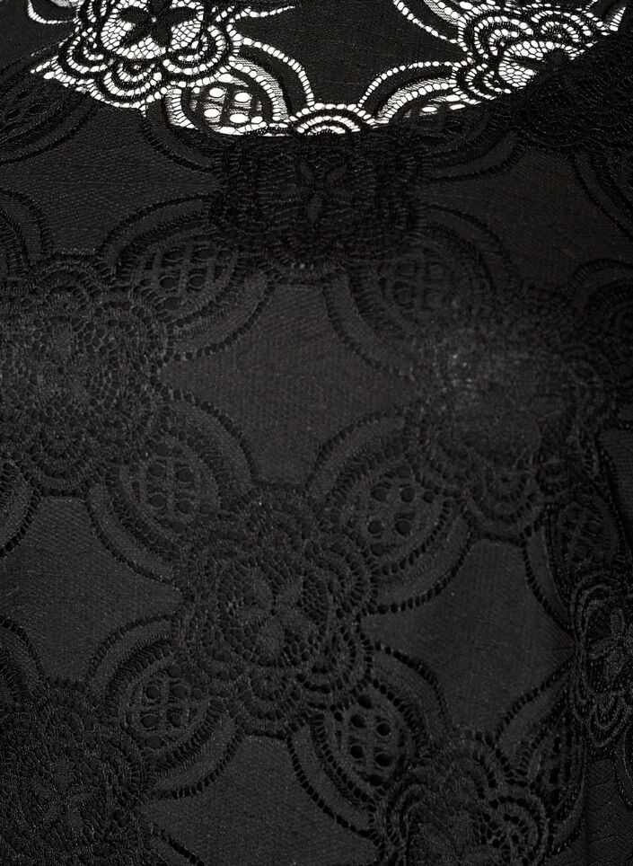 Midikl&auml;nning i spets med halvl&aring;nga &auml;rmar, Svart, Packshot image number 2