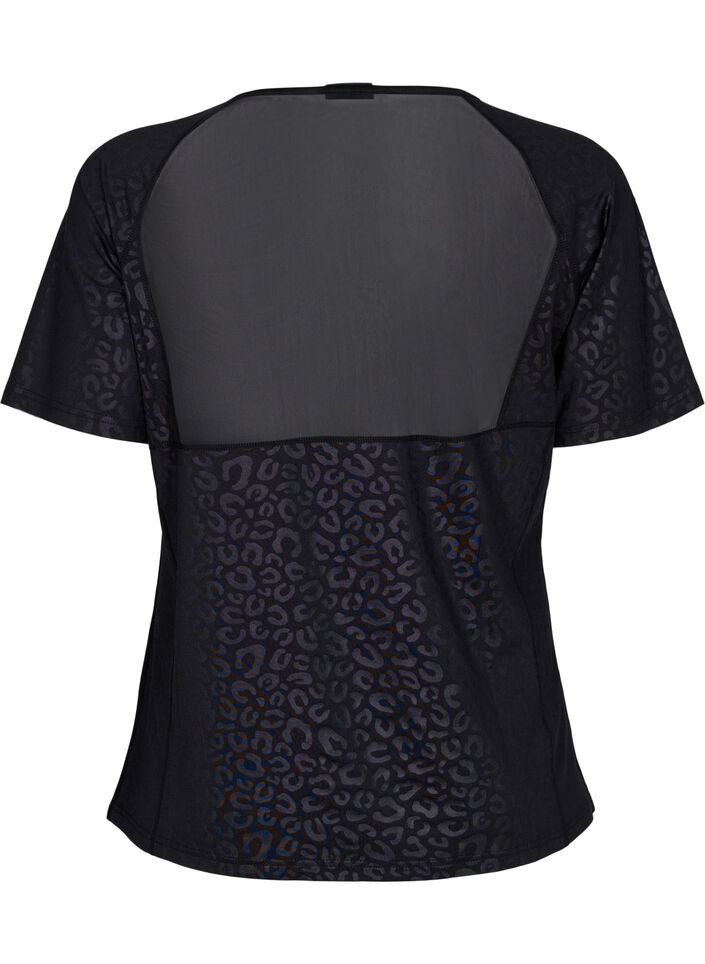 Träningst-shirt med tryck och mesh, Black, Packshot image number 1