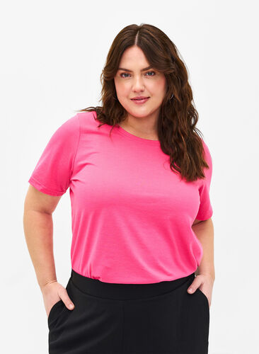 FLASH - T-shirt med rund halsringning, Hot Pink, Model image number 0