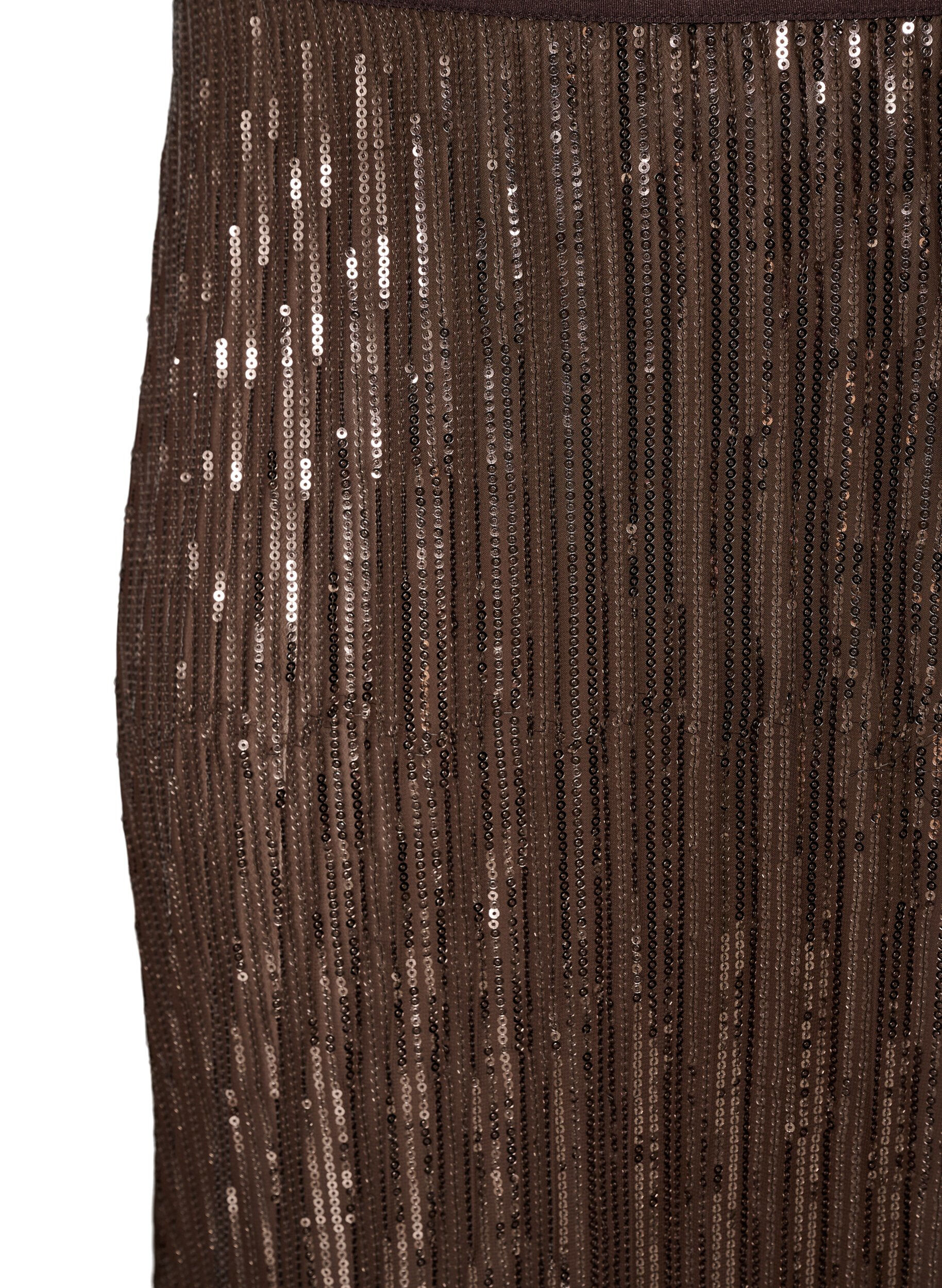 ZizziA-linjeformad midikjol i paljetter, Brun, Packshot image number 2
