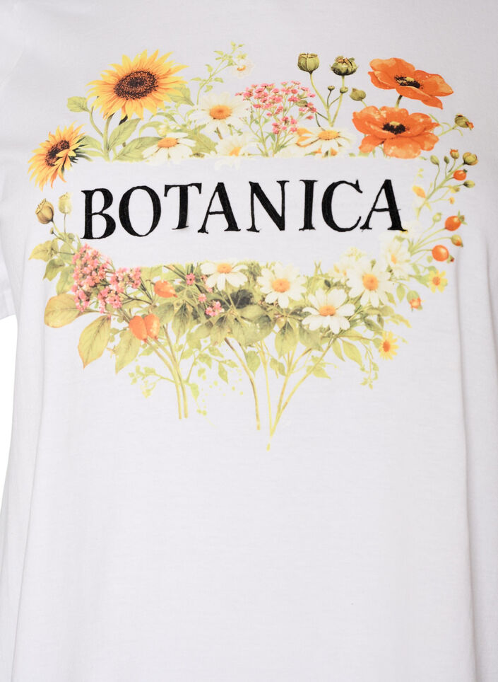 T-shirt i ekologisk bomull med tryck framtill, Vit, Packshot image number 2