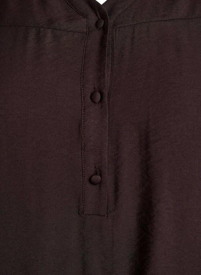 Viskosblus med smock och rynkade detaljer, Brun, Packshot image number 2