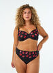 Vadderad bygel-BH med blommigt broderi, Svart, Model image number 1