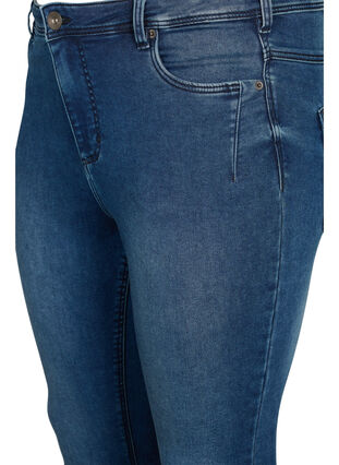 Croppade Amy jeans med blixtlås, Dark blue denim, Packshot image number 2