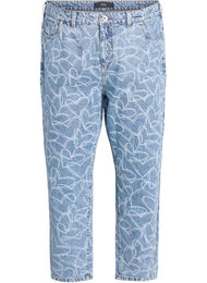 Mille Mom Fit-jeans med broderier, Blå