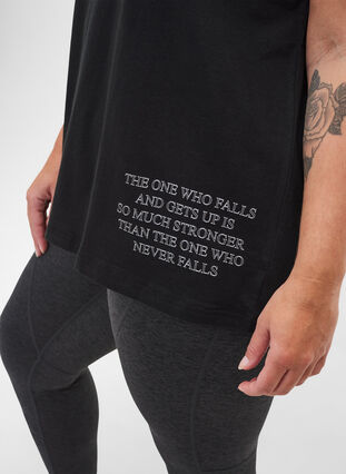 Tränings t-shirt i bomull med text och korta ärmar, Black, Model image number 2