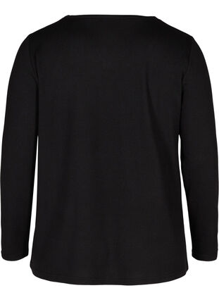 Enfärgad tröja med långa ärmar och skjortkrage, Black, Packshot image number 1