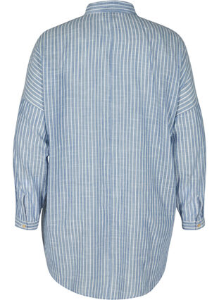 Lång randig skjorta i bomull, Country Blue Stripe, Packshot image number 1