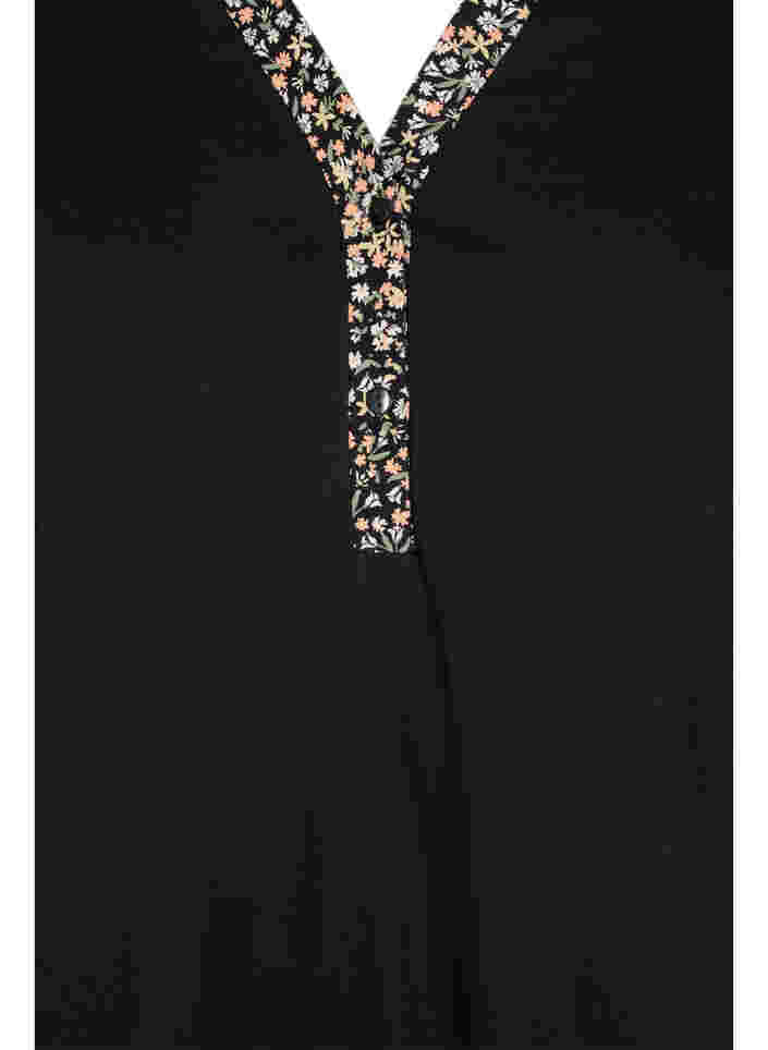 Bomullsnattlinne med mönstrade detaljer, Black Ditzy Flower, Packshot image number 2