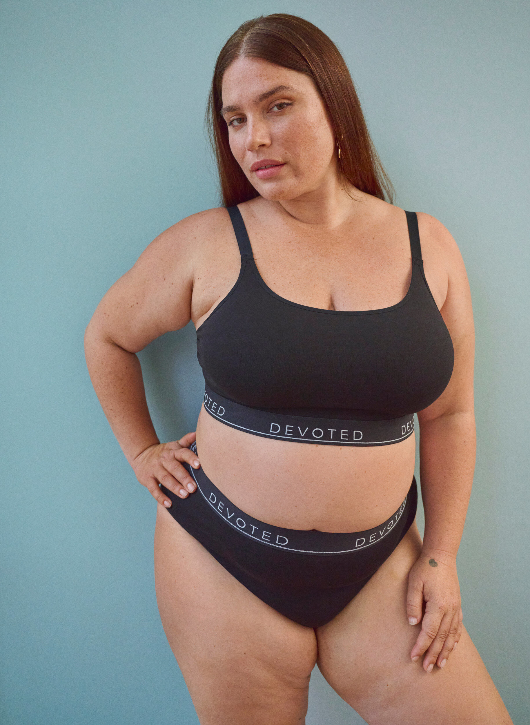 Zizzi Stringtrosa i bomull med normal midjeh&ouml;jd, Svart, Image image number 0