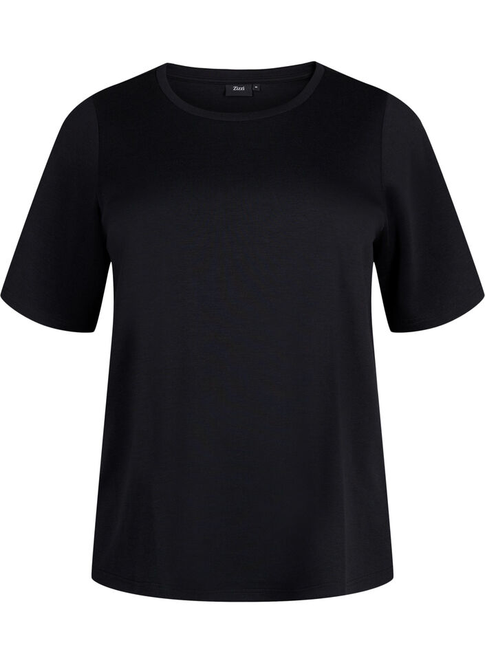 T-shirt i modalblandning, Svart, Packshot image number 0