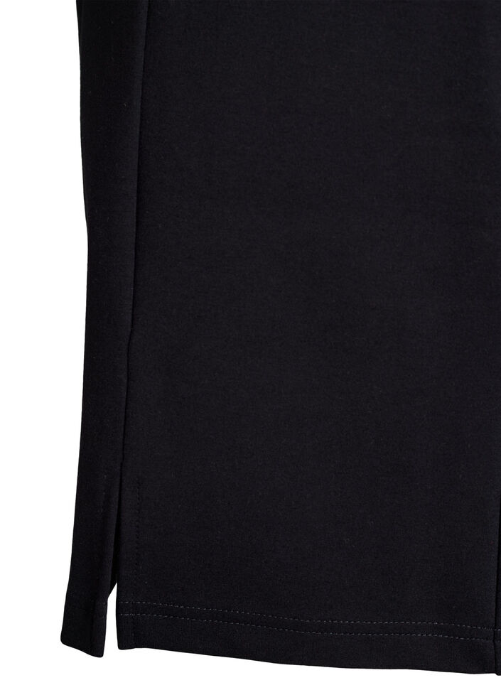 Kort jerseykjol med slits, Svart, Packshot image number 2