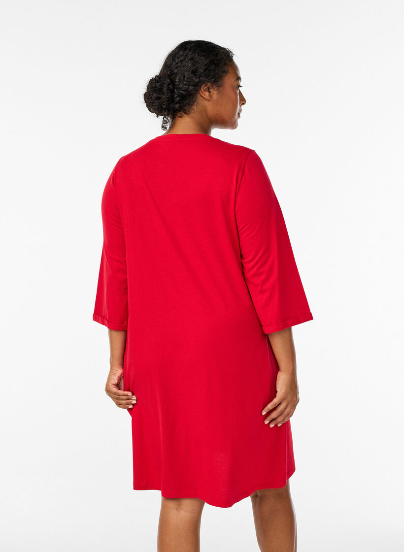 Nattlinne i ekologisk bomull med julmotiv, Röd, Model image number 2