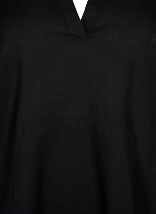 Huvklänning i bomullsblandning med linne, Black, Packshot image number 2
